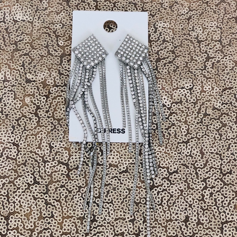 Express Rhinestone/ Chain earrings - Picture 2 of 5